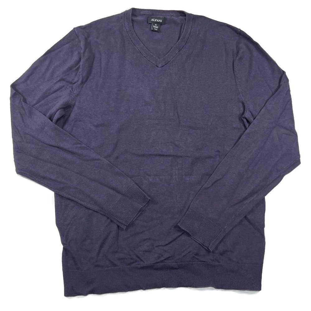 Alfani V-Neck Sweater‎ Mens Medium Purple Cotton Blend Pullover